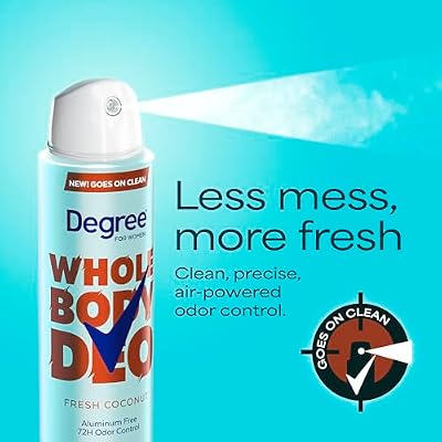Degree Women Deodorant Spray Fresh Coconut Scent Aluminum Free 72H Odor Protection 2.9 FO