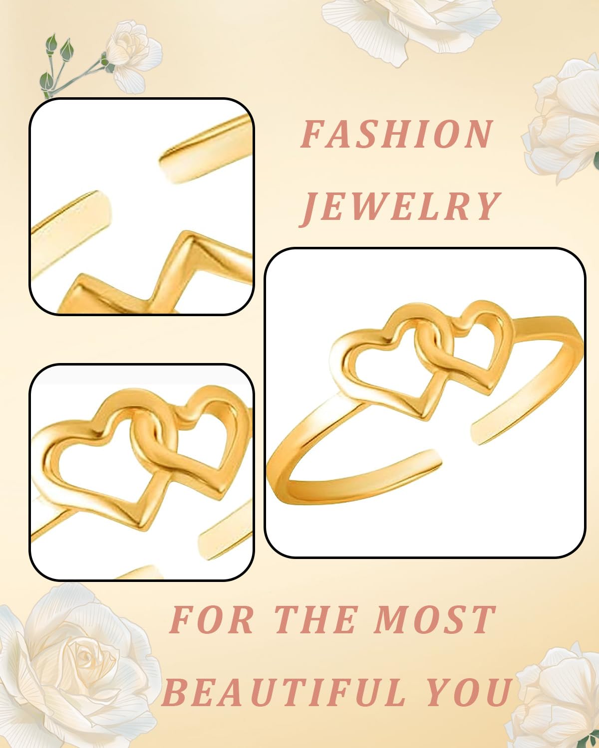 Anillos para Pies Llenos de Oro de Mujer Ajustables con Flores