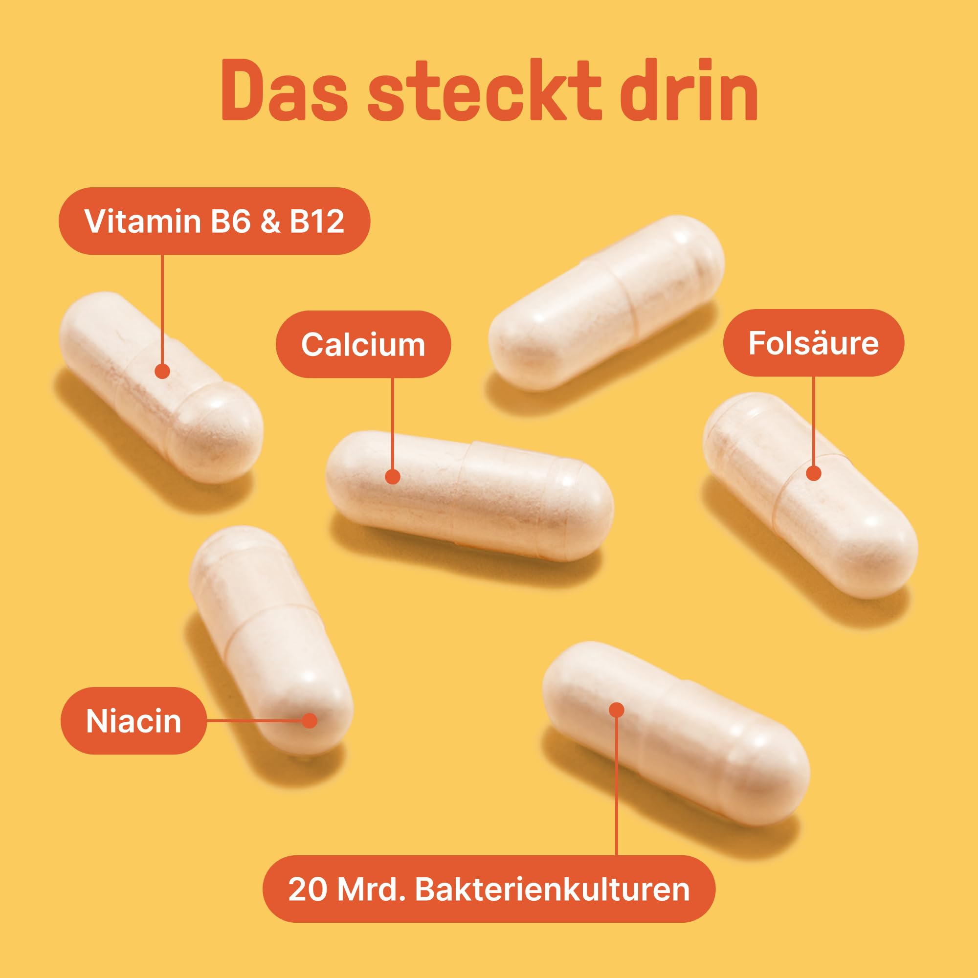 BRAINEFFECT GUT CARE Kapseln – 21 Stämme 20 Mrd KBE – 60 Stk mit Calcium | 21 Bakterienstämme hochdosiert (20 Mrd. KBE) mit Bio Inulin und Calcium für die gesunde Funktion von Verdauungsenzymen.