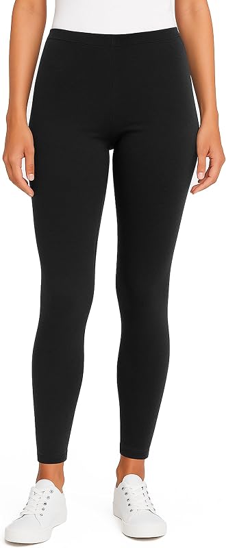 Women's Leggings 100% Cotton Made in USA - Soft Stretch, Comfortable for Yoga, Sports & Daily Wear