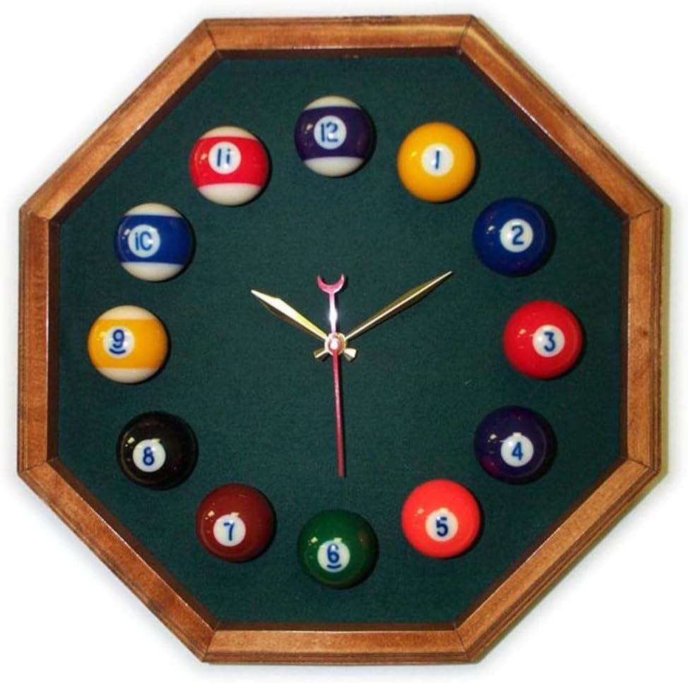 13in Octagon Billiard Clock Mahogany Spruce Mali Felt Home & Kitchen