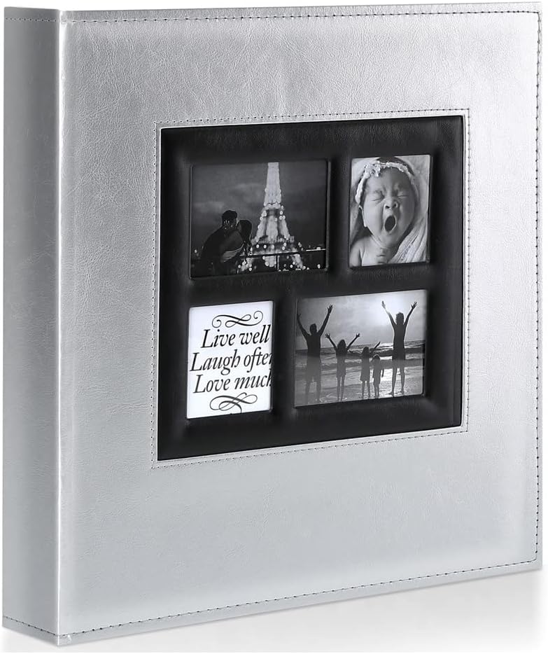 Ywlake Photo Album 4x6 500 Pockets Photos, Extra Large Capacity Family Wedding Picture Albums Holds 500 Horizontal and Vertical Photos Pictures Silver