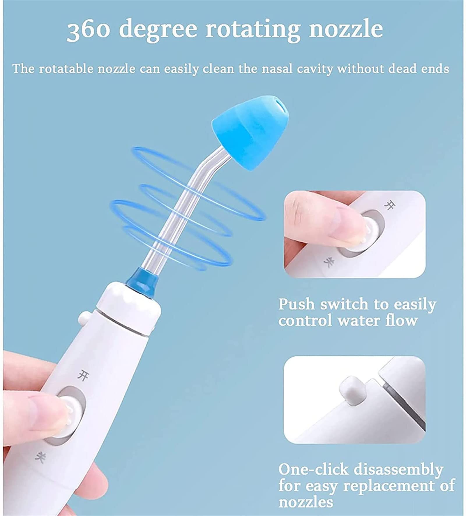 Sinus Rinse Kit, Elektrischer Neti Topf, Nasenspülung Sinus Rinse Kit, mit Vier Ausläufen, zur Linderung von Nasennebenhöhlen und Allergien