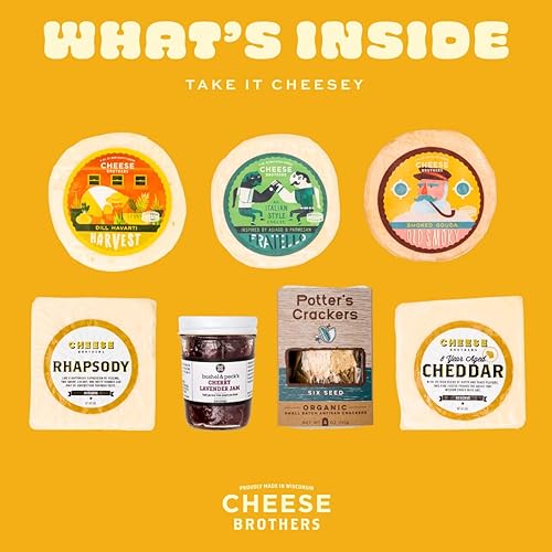 Vista 61 de Cheese Bros Game Day Caja de regalo de lujo Fresco de Wisconsin Incluye goudas, cuajada, queso cheddar envejecido de 8 años, mostaza, salchicha