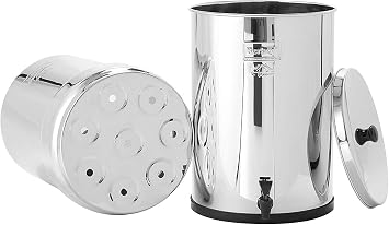 Crown Berkey Gravity-Fed Stainless Steel Countertop Water Filter System 6 Gallon with 2 Authentic Black Berkey Elements BB9-2 Filters