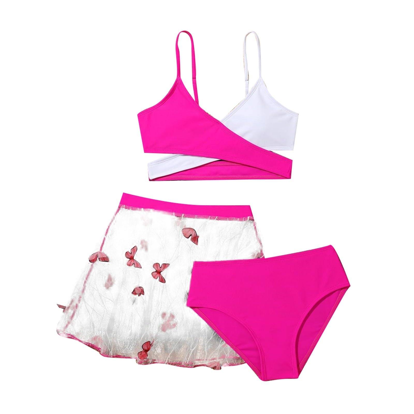 Triangle - Traje de baño para niña, 3 piezas, para niñas de 8 a 12 años, cómodo, transpirable, para niños, playa, piscina, fiesta, verano