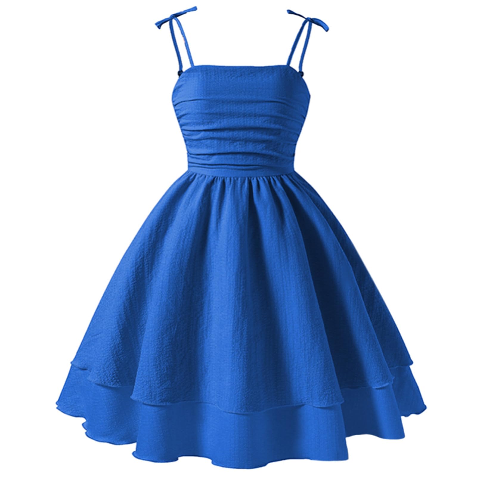 Tween Girls Summer Dress Spaghetti Strap Square Neck Double Layer