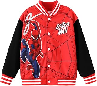Disney Girl & Boy Varsity Bomber Jacket Fall Sweatshirt Toddler to Big Kid | Officially Licensed Jacket with Mickey, Minnie, Spider-Man, Gwen, Toy Story, Cars, Frozen, Princess, Stitch, Zootopia Designs