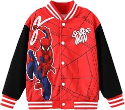 Disney Girl & Boy Varsity Bomber Jacket Fall Sweatshirt Toddler to Big Kid | Officially Licensed Jacket with Mickey, Minnie, Spider-Man, Gwen, Toy Story, Cars, Frozen, Princess, Stitch, Zootopia Designs