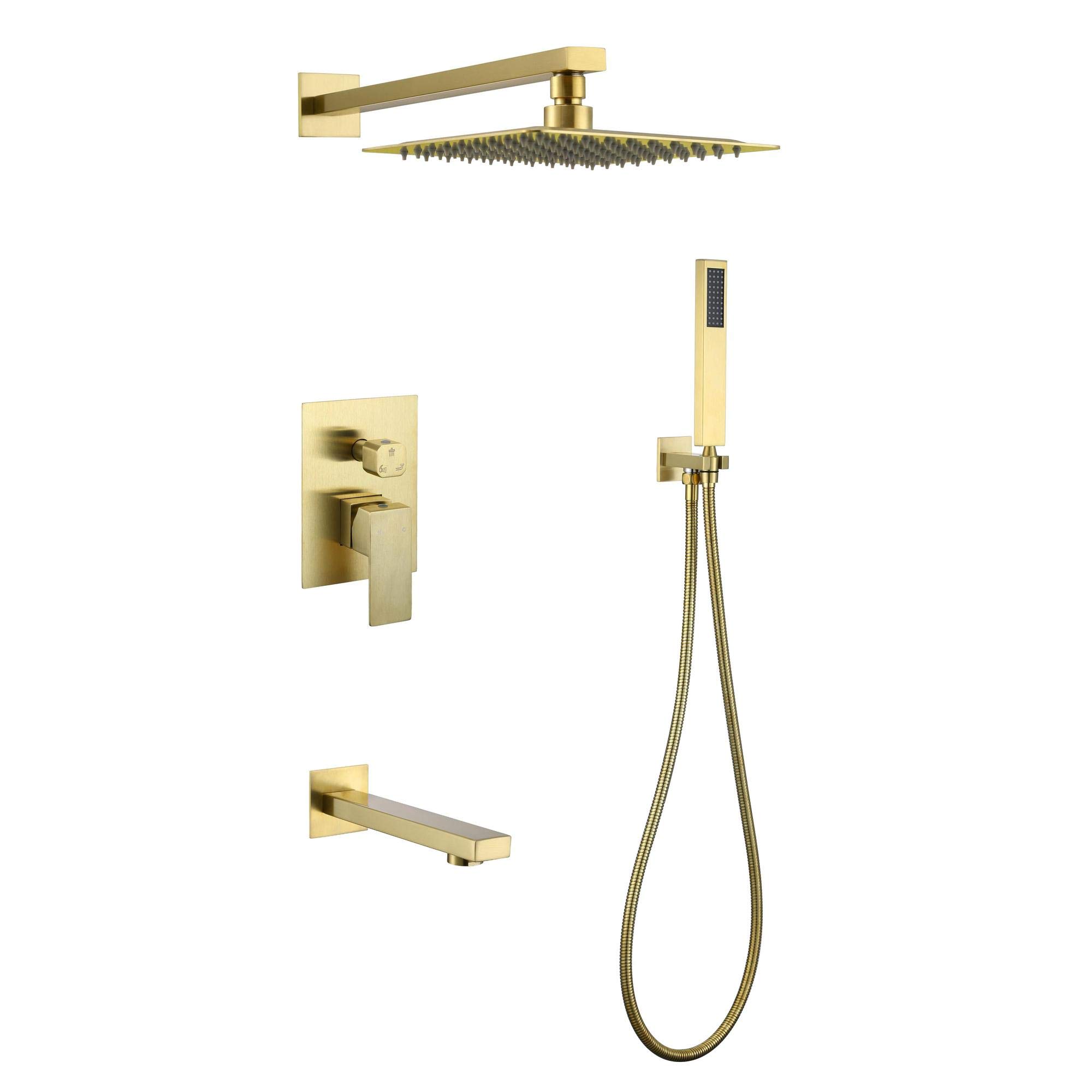 Robinet de douche encastré or pour une salle de bain moderne chic