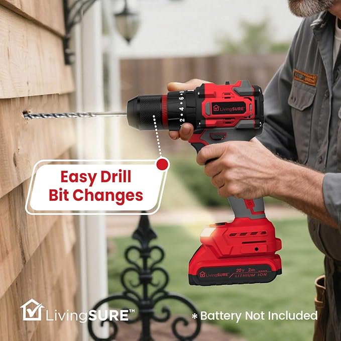 Taladro Atornillador Inalámbrico LivingSURE 20V, 1550 RPM, Motor Sin Escobillas miniatura 8