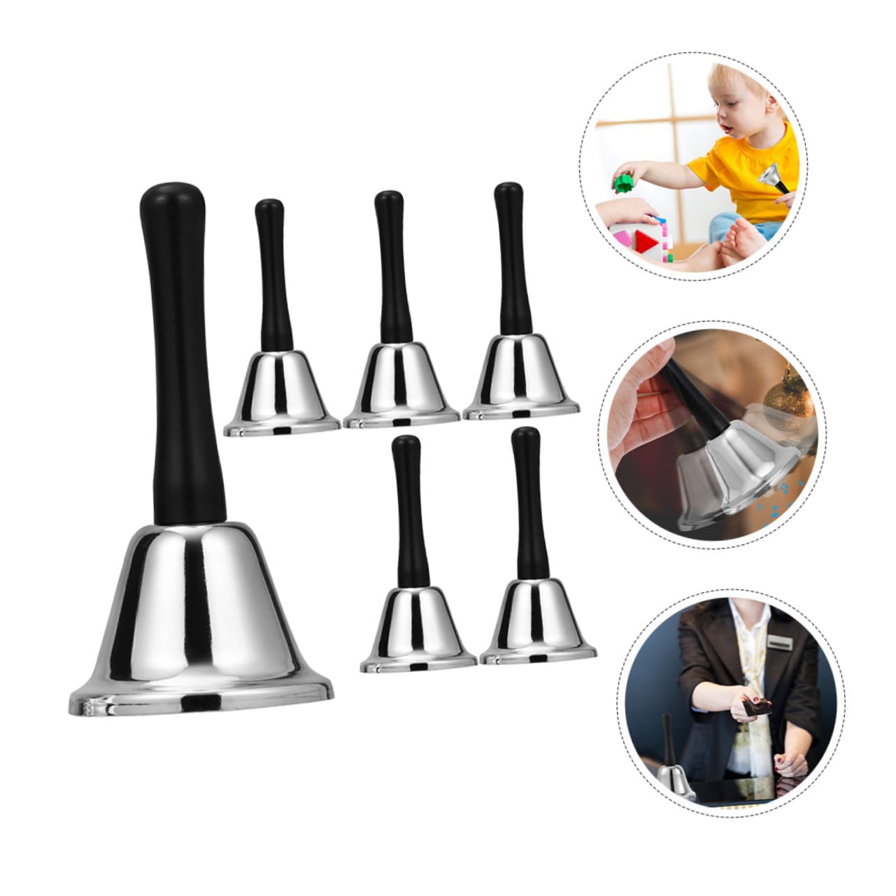 STOBAZA 6pezzi Campane da Tavolo in Metallo Campanello Portatile per Feste Decorazioni Natalizie Campane Campanello Mano per Ristorante e Hotel