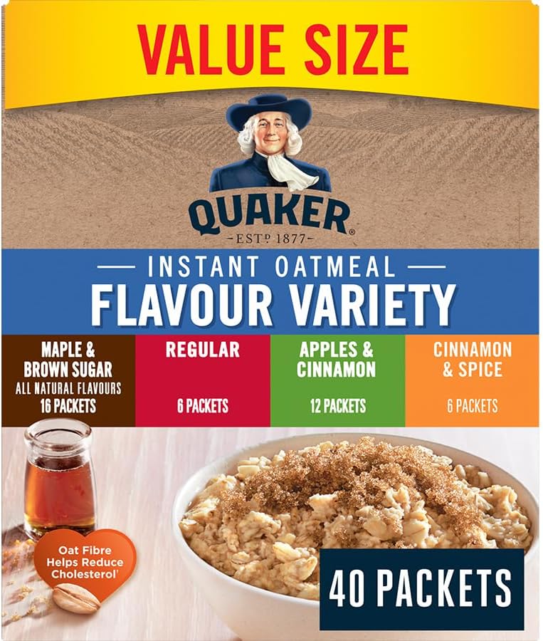 Quaker Instant Oatmeal 4 Flavour Variety Pack, 40 Packets, 1.48kg