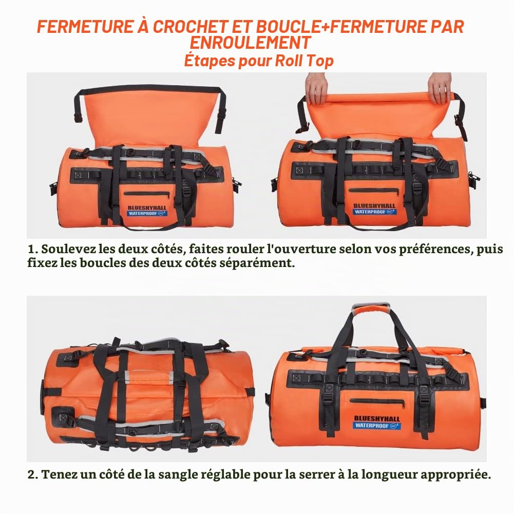 Blueshyhall Dry Bag Sac à Dos étanche Idéal pour Le Kayak, Le Camping, la Randonnée, la Pêche, la Natation, Le Surf, Le Bateau et Le Rafting