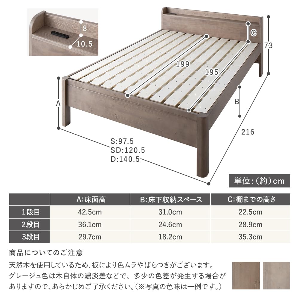 Amazon｜RASIK ベッド ダブル フレームのみ ホワイト すのこ 耐荷重