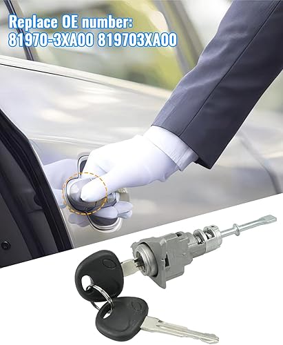 Miniatura 3 de Juego de cilindros para cerradura de puerta delantera con 2 llaves para Hyundai Elantra 2011-2016 1.8L 2.0L Cerradura de puerta lado del conductor