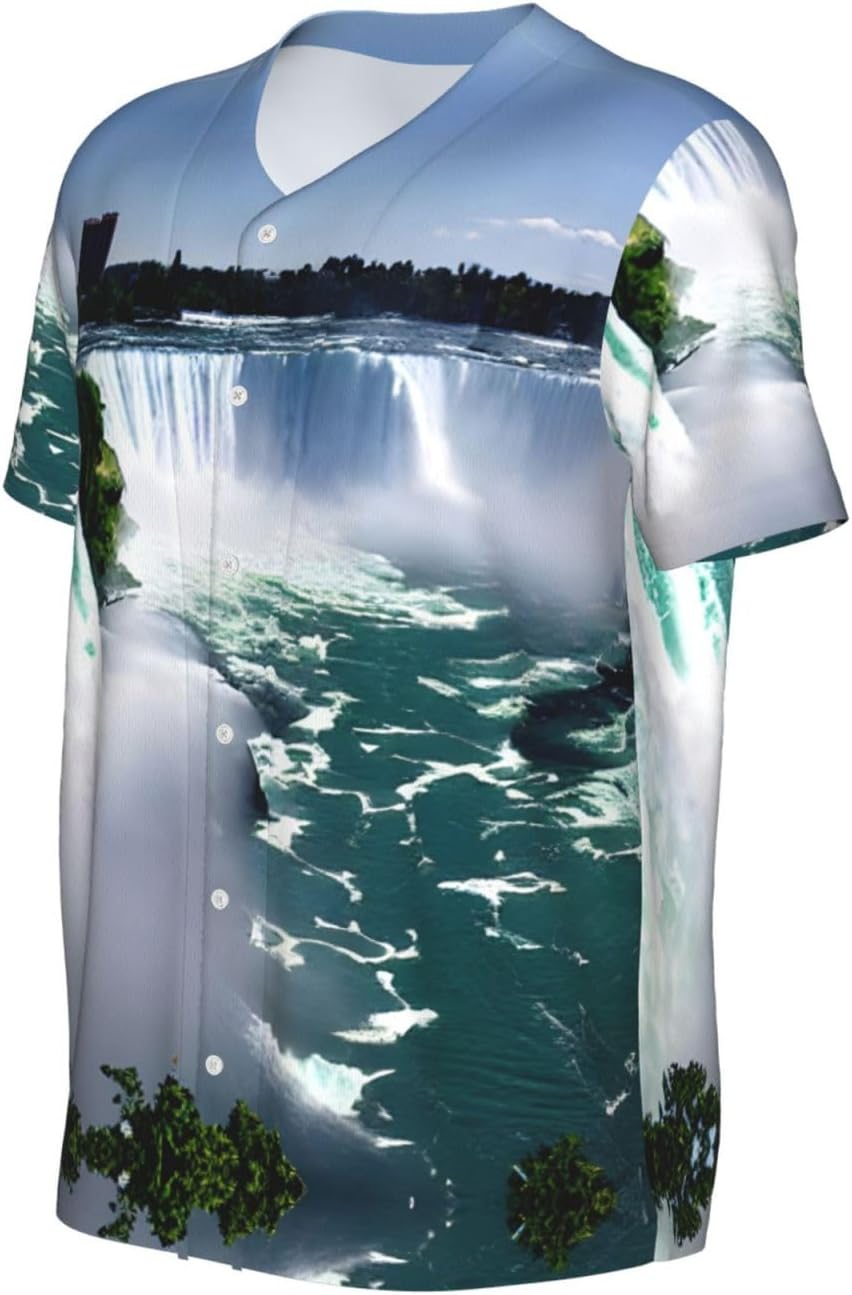 Niagara Fall Stylish Softball Jersey,Personalized and Breathable Baseball Button Down for Men for All Seasons and Occasions