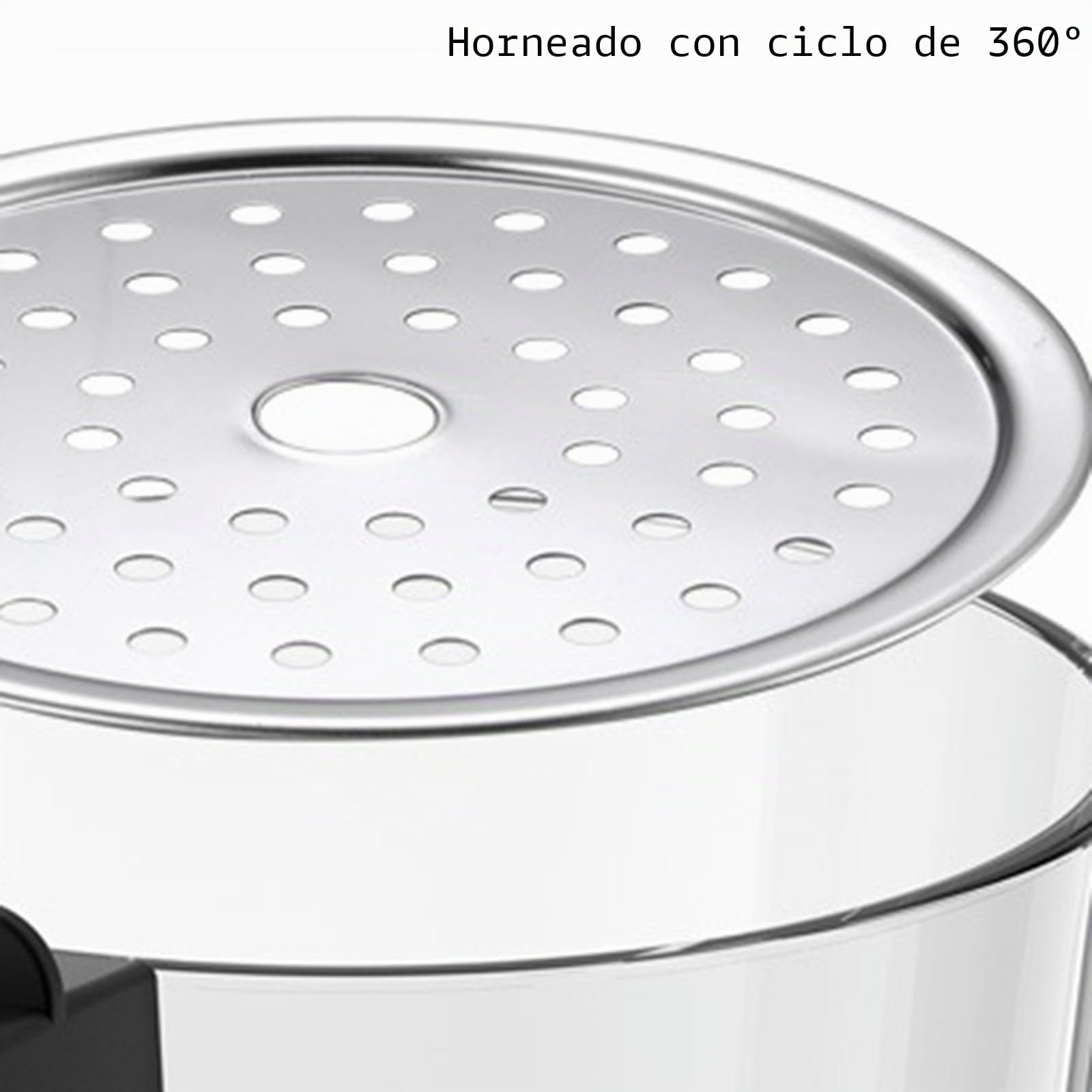 Freidora de aire de gran capacidad de 5 l, horno eléctrico multifunción transparente, totalmente automático, inteligente, de vidrio para el hogar, 1000 W (color: blanco, tamaño: perilla superior)