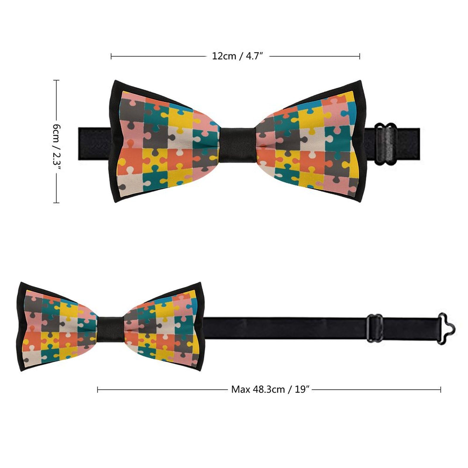 GoasNei Autism Awareness Pattern Bow Tie for Men Adjustable Necktie Funny Tie Neck Ties for Weddings Party