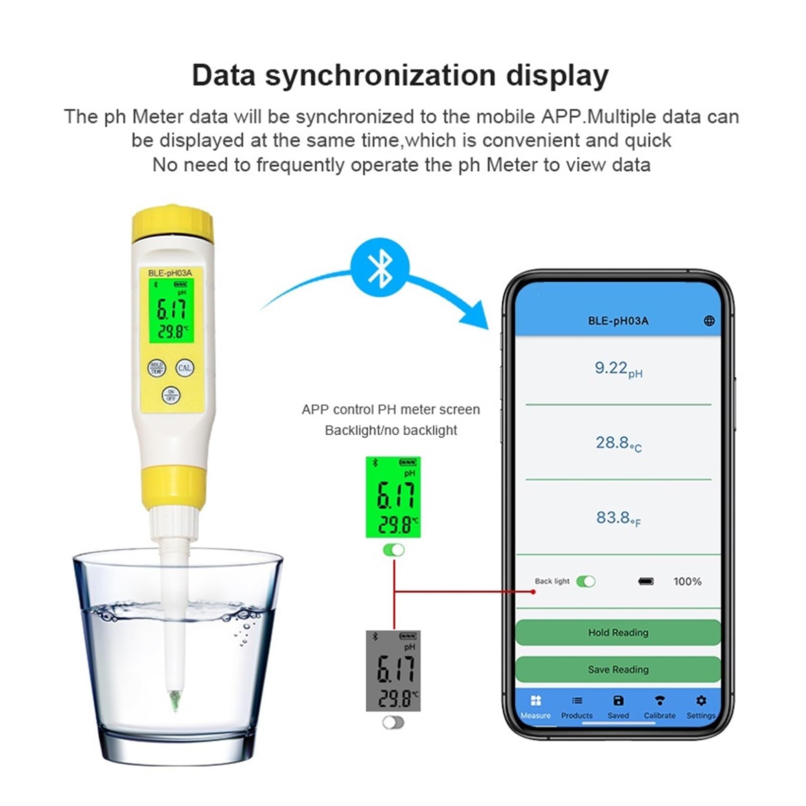 2-in-1-Temperatur-PH-Tester, automatisch kalibrierendes PH-Messgerät for Wasser, Labor, Milch, Käse PräZise Messung