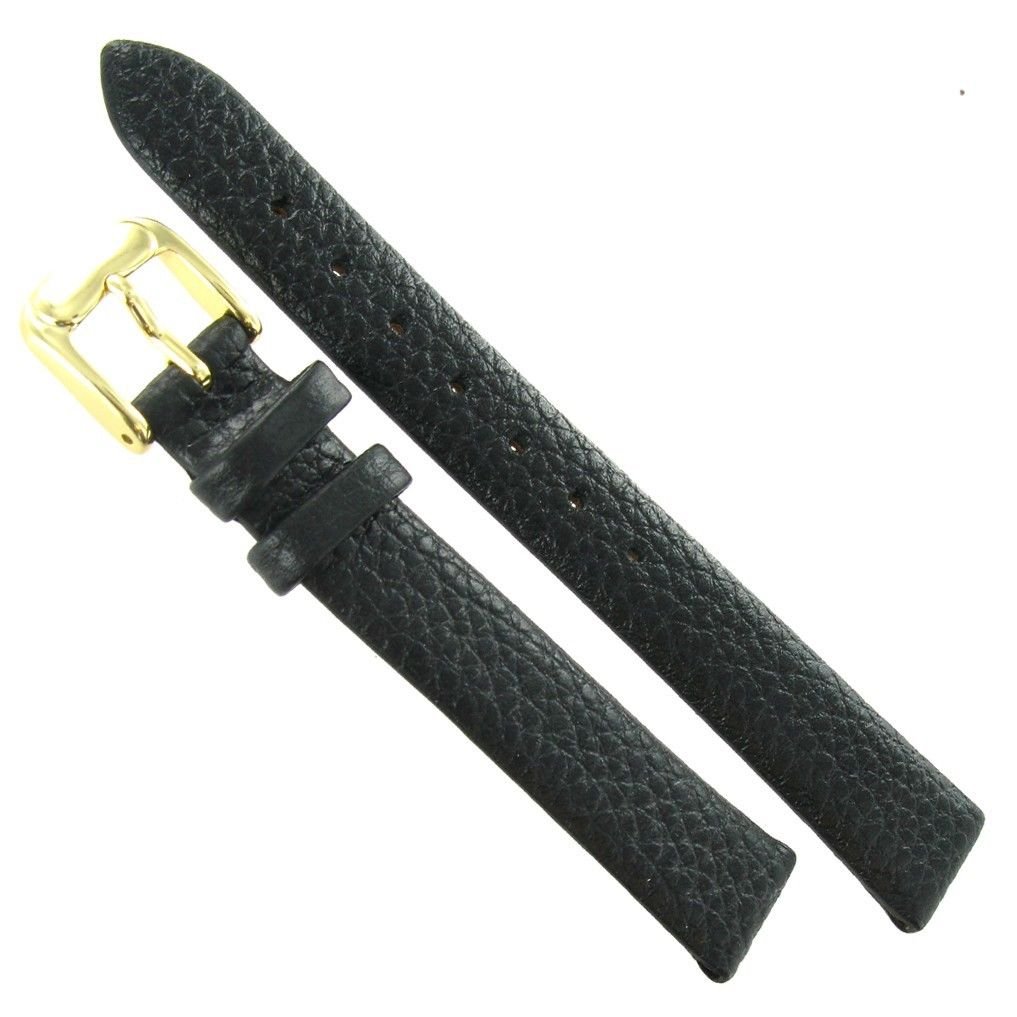 Speidel 14mm Milano Water Resistant Fine Grain Cowhide Black Watch Band Strap Regular