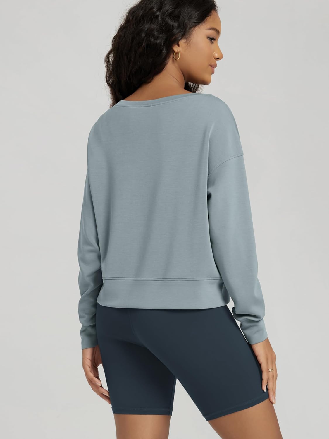 ODODOS Women's Modal Soft-Breezy Wide Scoop Neck Pullover Oversized Long Sleeve Sweatshirts - Image 4