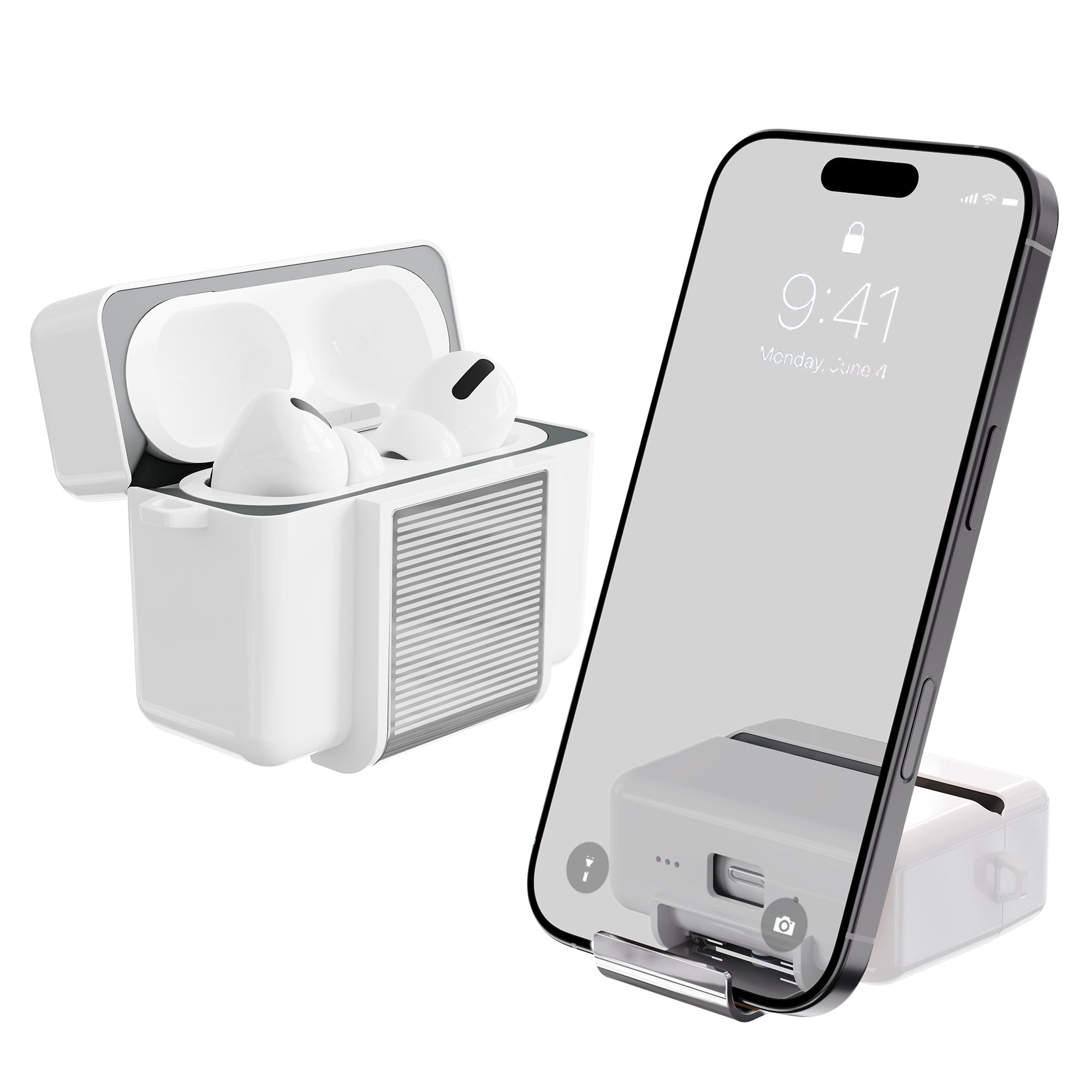 PZOZ AirPods Pro 1/2 Case with iPhone Holder Stand - Compatible with AirPods Pro 1st/2nd Generation Case, Official Same Material, Shock Resistant,