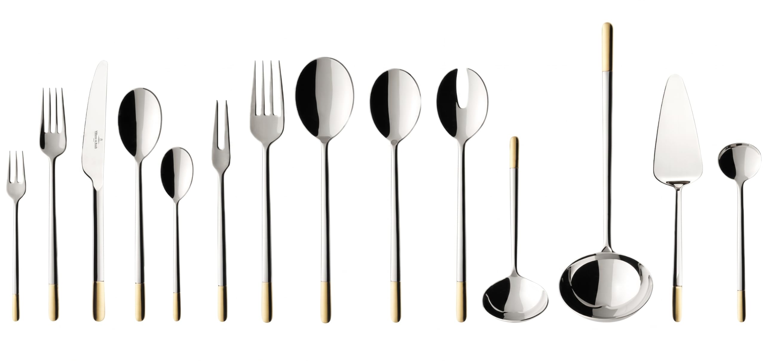 Villeroy & Boch Ella Cutlery for up to 12 People, 70 Pieces, Stainless Steel, Partially Gold-Plated