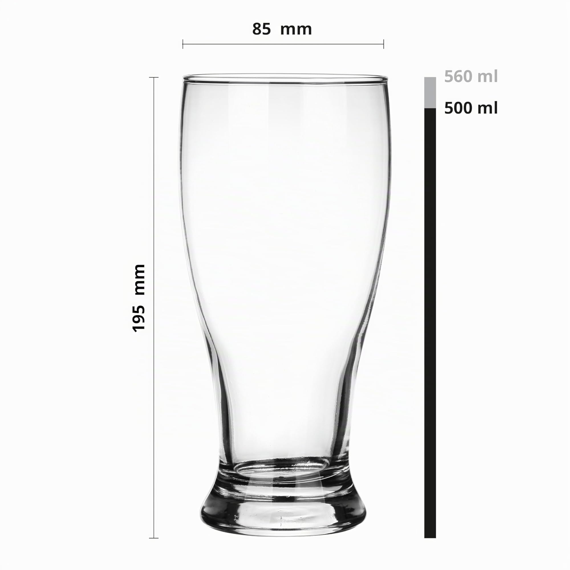 Glasmark Krosno - Set di bicchieri da birra, 6 x 500 ml, lavabili in lavastoviglie