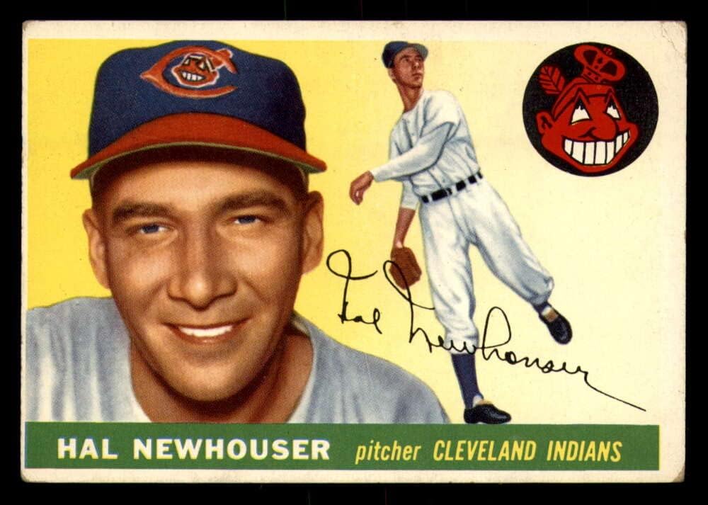 Baseball MLB 1955 Topps #24 Hal Newhouser miscut Indians