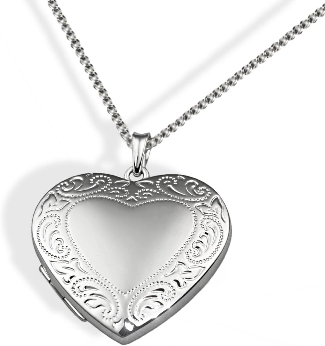 Women's 925 Sterling Silver medaillon Heart Necklace