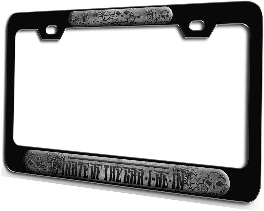 Makoroni - Pirate of The CAR I BE in Pirate Black Steel License Plate Frame 3D Style