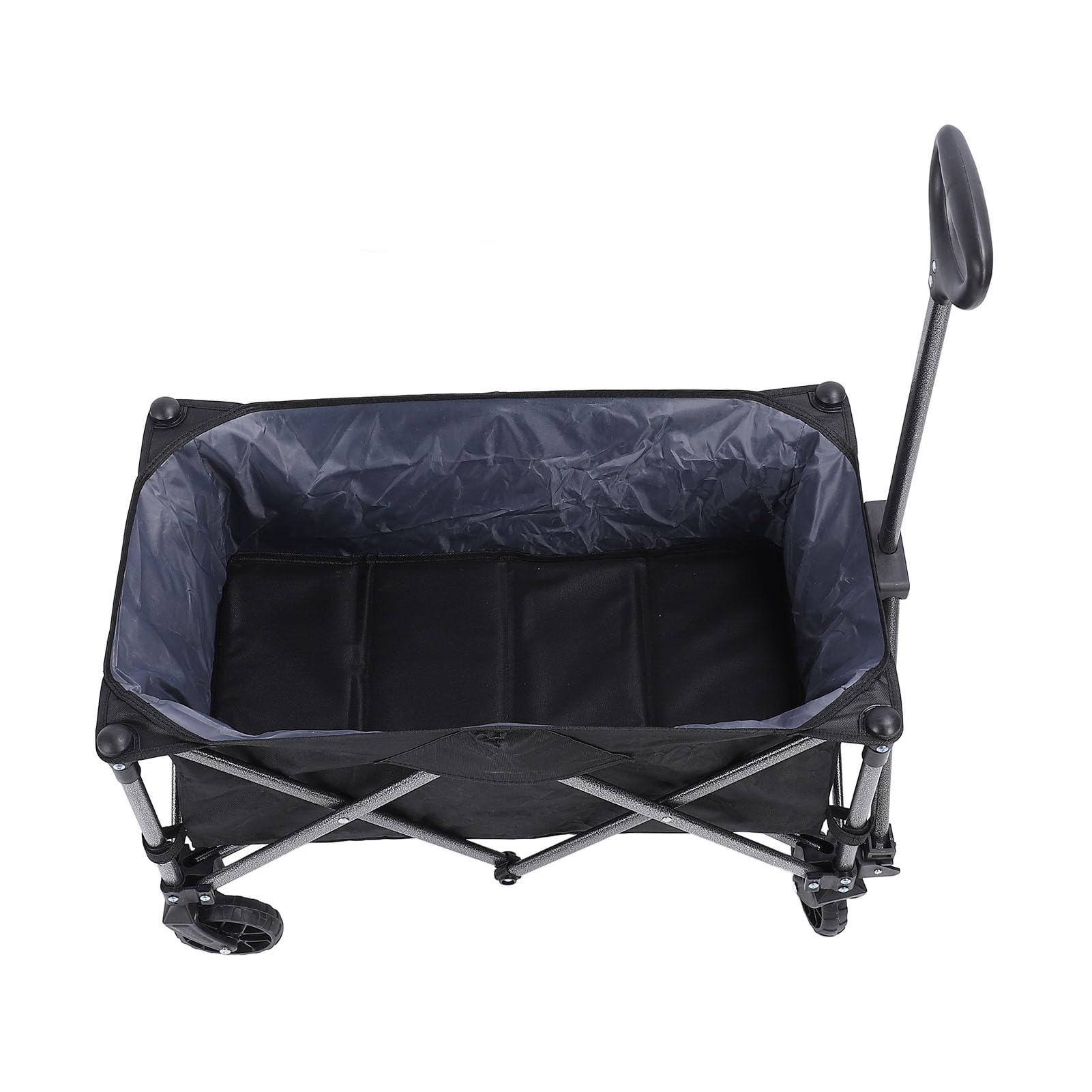 Zusammenklappbarer Wagen aus Stahl, 100 L, Polyester, für Camping, Einkaufen, Schwarz, Mehrzweck-Einkaufswagen, Strandwagen