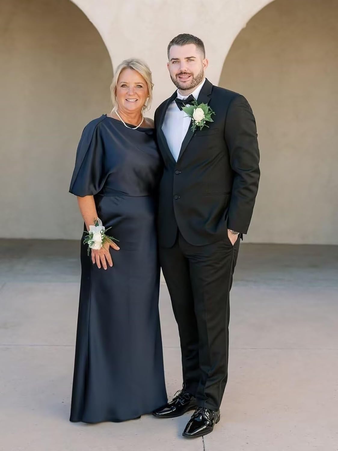 Long One Shoulder Mother of The Bride Dresses Satin Mermaid Wedding Guest Formal Gown with Sleeves 2026 - Image 2