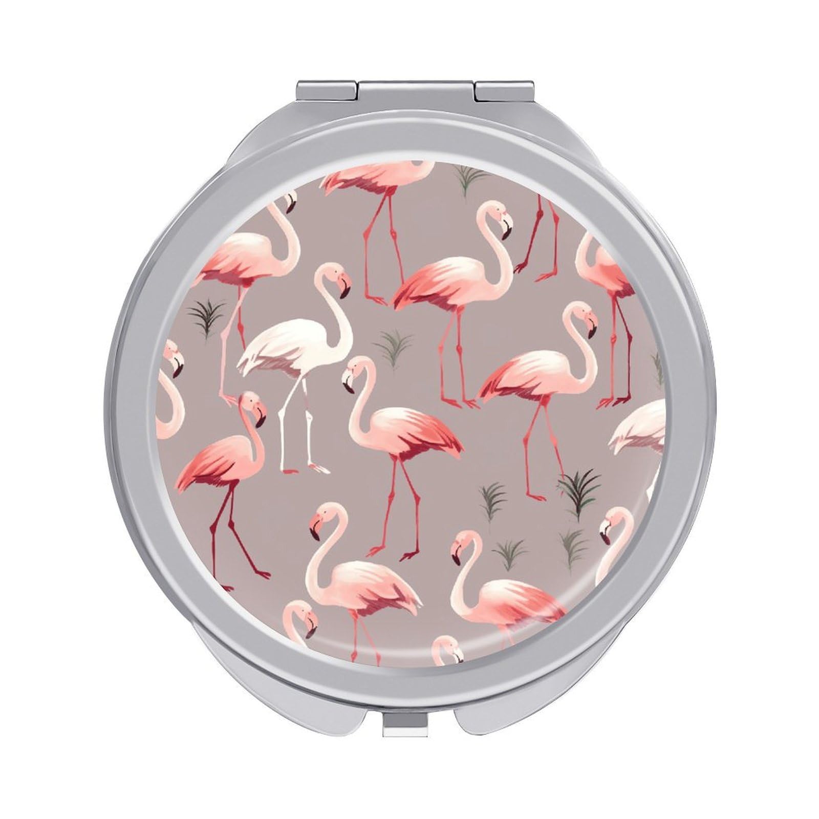 FekiLoot Pink Flamingo Pattern Travel Makeup Mirror 2 X /1 X Magnifying Slim Pocket Mirrors Compact for Purse Travel Makeup Mirrors for Pocket, Handbag, Purse Women Gift