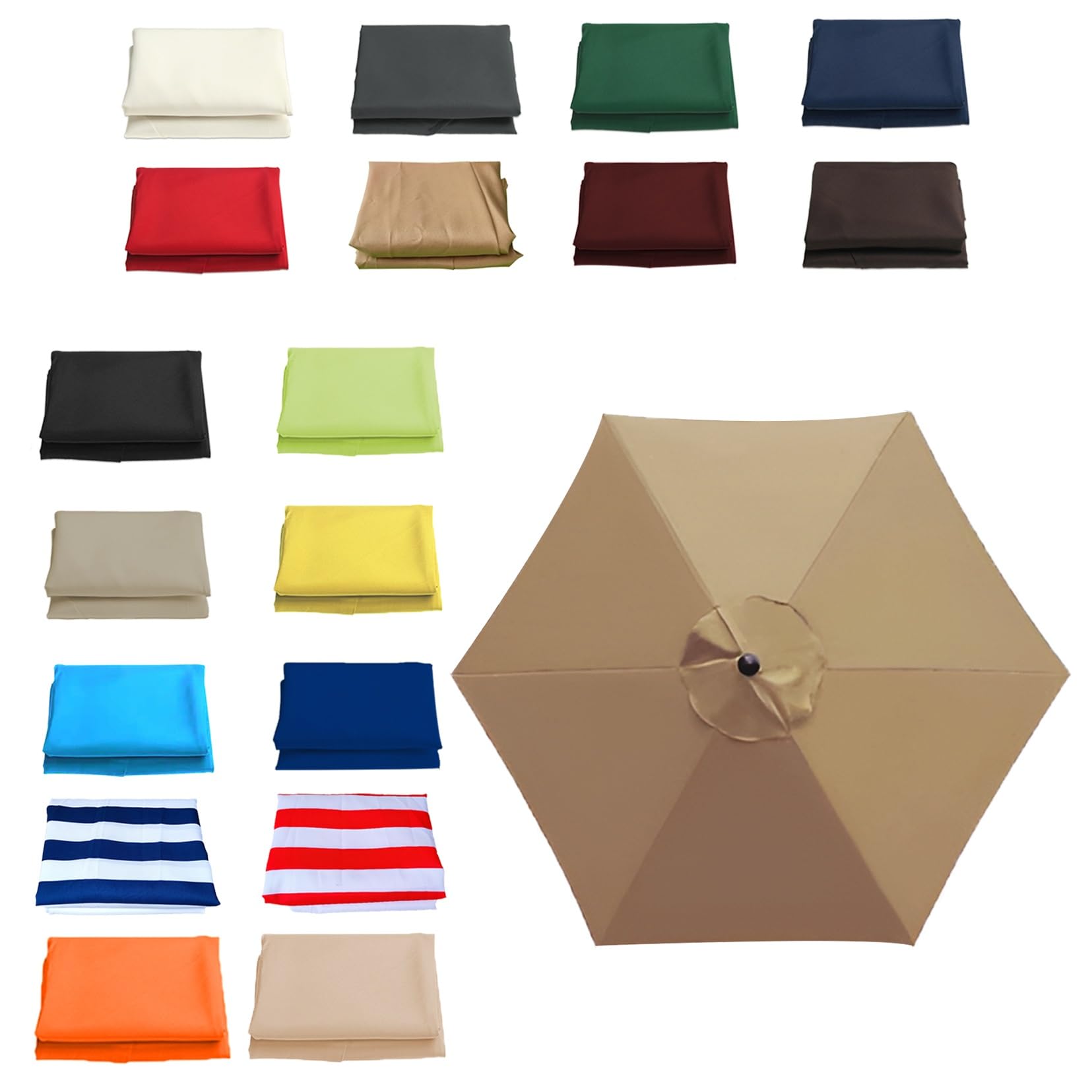 Pink Palm Patio Umbrella Replacement Canopy Top 11.5FT 9.8FT 8.8FT 8.2FT Parasol Canopy Cover for Outdoor Backyard Pool Umbrellas Cantilever Parasol Replacement Cover(Khaki,6 RIBS/270CM(8.8FT))