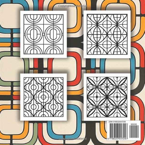 Bold and Easy Mid-Century Modern Geometric Patterns Adult Coloring Book: Satisfying Thick Line Designs For Relaxation and Mindfulness (MOD Groovy Bold and Easy) image 3
