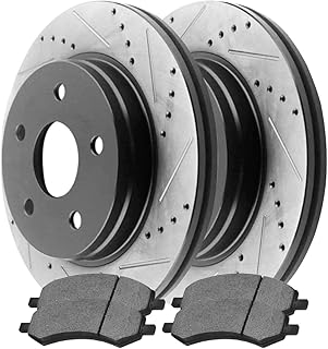 AutoShack SCDPR63007630071084 Front Drilled and Slotted Brake Kit Rotors Black and Ceramic Pads Pair of 2 Driver and Passenger Side Replacement for Dodge Durango Chrysler Aspen 2006-2018 Ram 1500 4WD