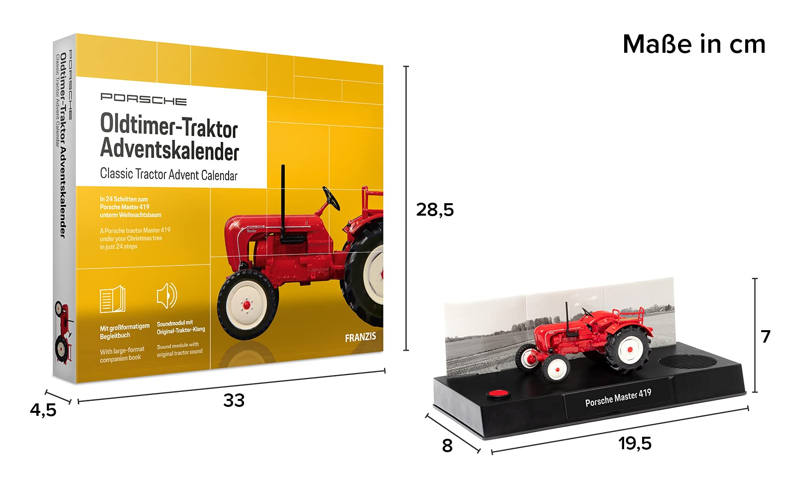 FRANZIS Porsche Traktor Adventskalender 2020 | In 24 Schritten zum Oldtimer-Traktor unterm Weihnachtsbaum | Ab 14 Jahren