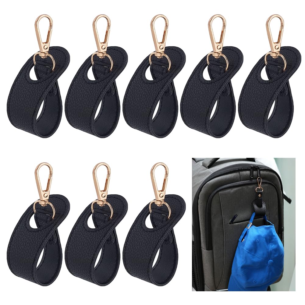 Attache chapeau mousqueton cuir noir 18.3 cm lot de 8 pinces de rangement de voyage
