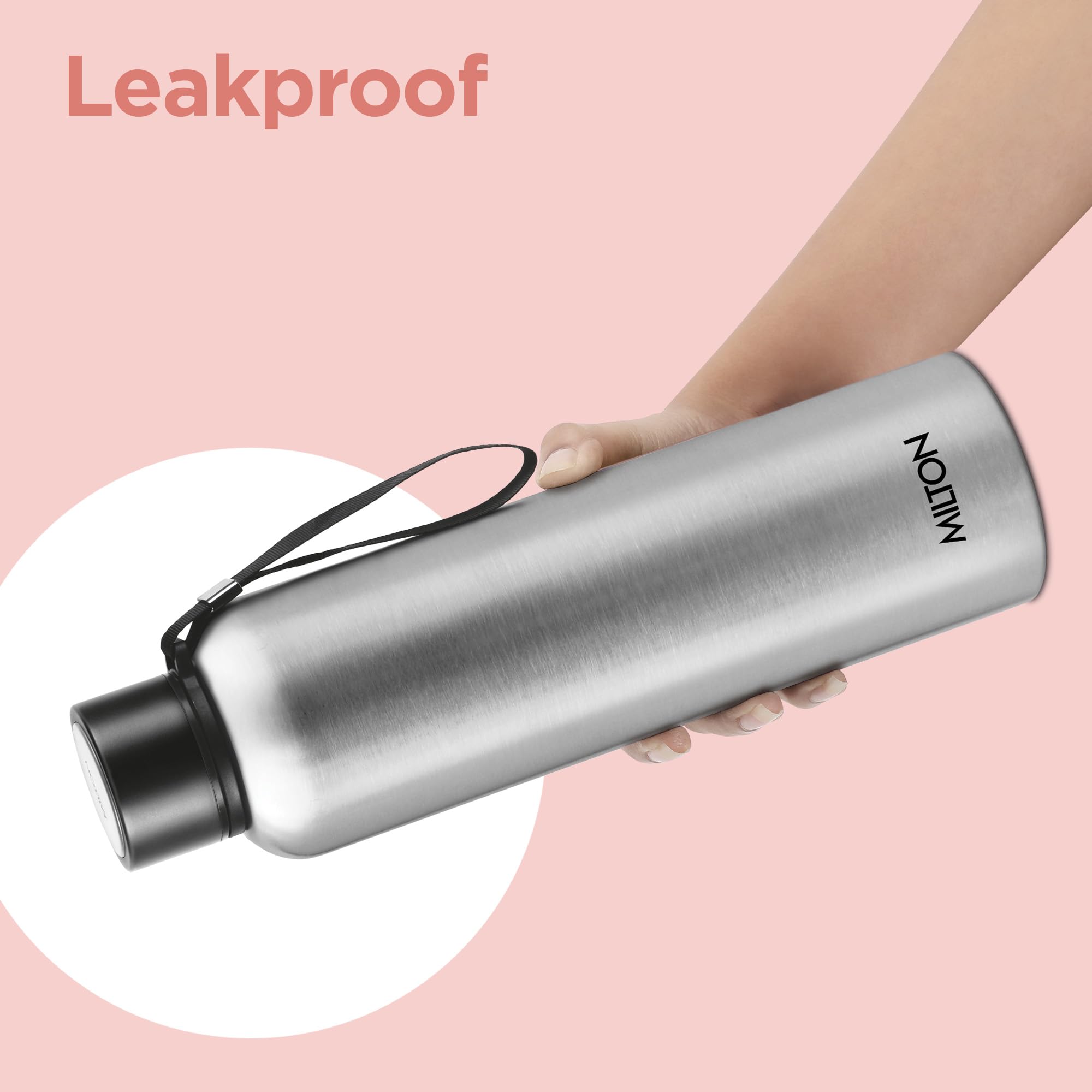 Milton Aura 1000 Thermosteel Flasche 1,05 Liter silber | 24 Stunden heiß und kalt | leicht zu transportieren | rost- & auslaufsicher | Tee | Kaffee | Büro | Fitnessstudio | Zuhause | Küche | Wandern |