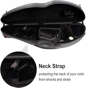 Vetimobato Carbon Fiber Violin Case 4/4 Full Size, Lightweight Hard Shell with Backpack Straps, 2 Bow Holders, Hygrometer & Spacious Accessory Compartment for Ultimate Protection (Black Big Pattern)