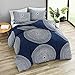 Marimekko Duvet Cover Set Smooth Cotton Percale Bedding with Matching Sham, Lightweight Home Decor,3 pieces, Queen, Fokus Navy