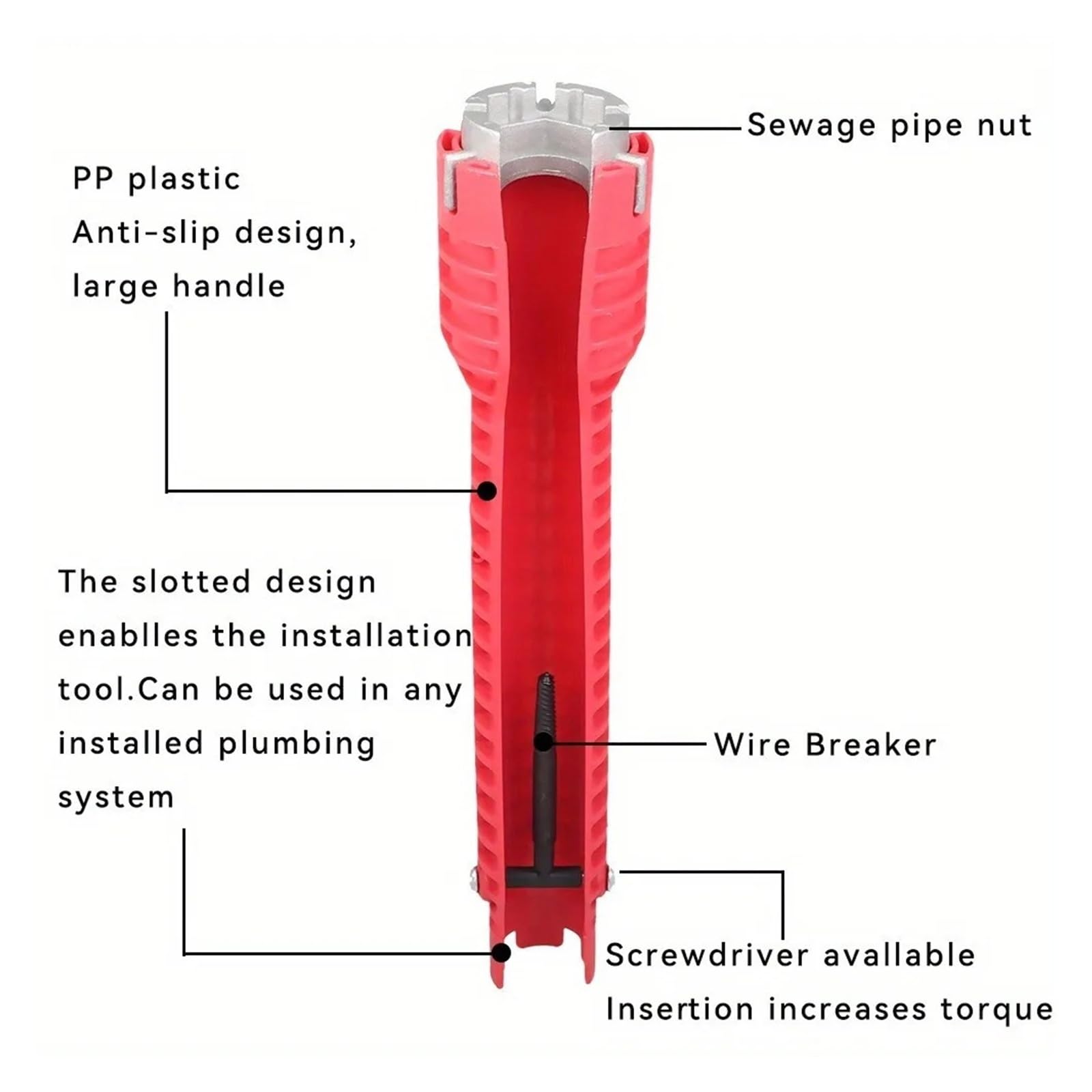Llave de fregadero 8 en 1, herramienta de fontanería, mango impermeable, llave inglesa