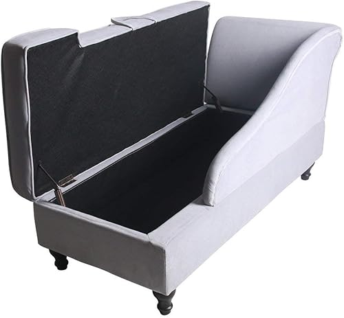 Miniatura 5 de Yongqiang Sofá chaise longue tapizado con almacenamiento para interior, reclinable, para sala de estar o recámara, color gris aterciopelado