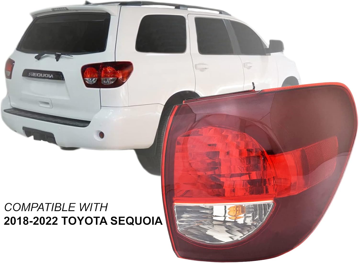 APA Replacement for Outer Tail Light Assembly 2018 2019 2020 2021 2022 Sequoia with Bulb Included Passenger Right Side 815500C110 TO2805142