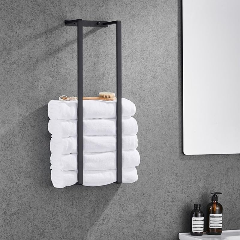 Porte-serviettes argenté mural pour grands draps de bain