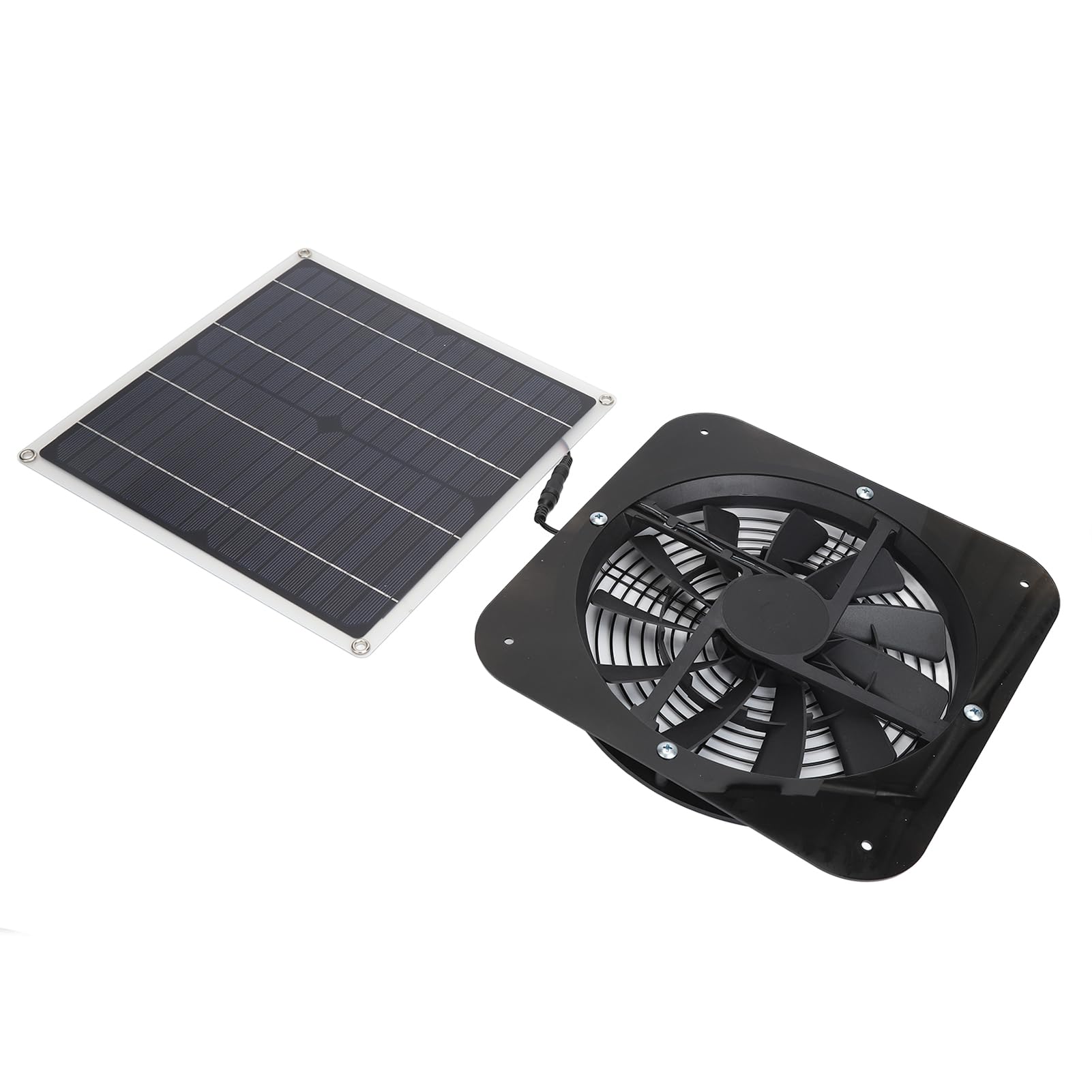 Alomejor Kit Ventola Pannello Solare Ad Alto Flusso D'aria da 100 W per Pollaio per Serra, Aspiratore Solare Antipioggia con Protezione di Sicurezza per Uso Domestico 28x28 Cm 2,4 Libbre (BLACK)