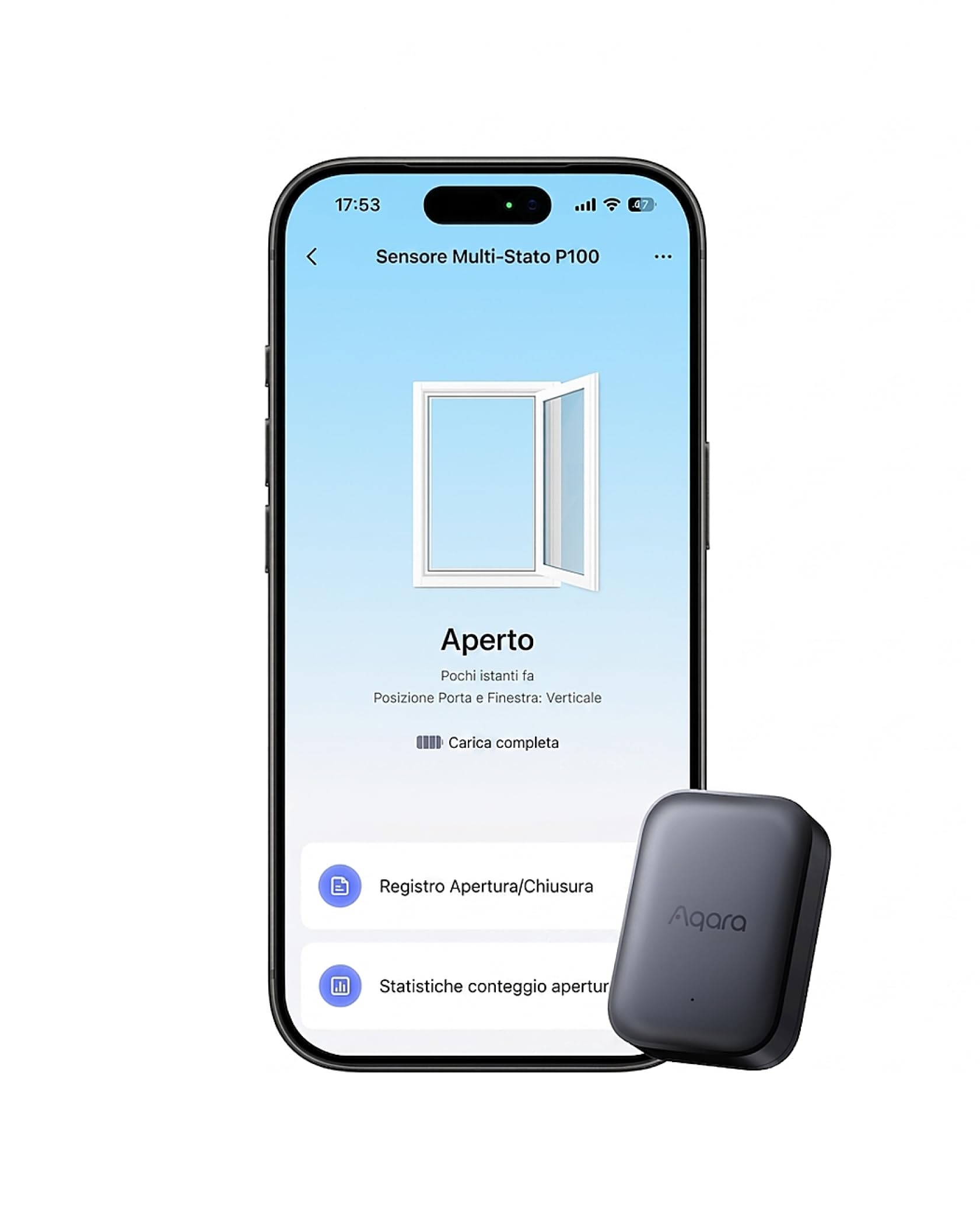 Aqara Sensore Multifunzione P100, Thread/Zigbee Porta/Finestra e Vibrazioni, Monitoraggio a Due Modalità, 10 Livelli Sensibilità, Supporta Homekit, Home Assistant, Alexa, Google Home, Grigio