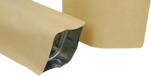 Miniatura 10 de Bolsa de papel kraft ligero con cremallera para granos de café con válvula unidireccional de desgasificación (25 piezas) (4 oz120 g)